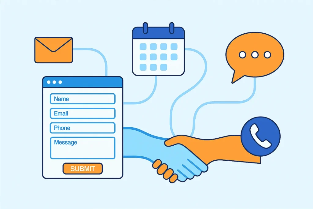 Two people connecting across digital screens with a handshake, symbolizing trust and meaningful communication.