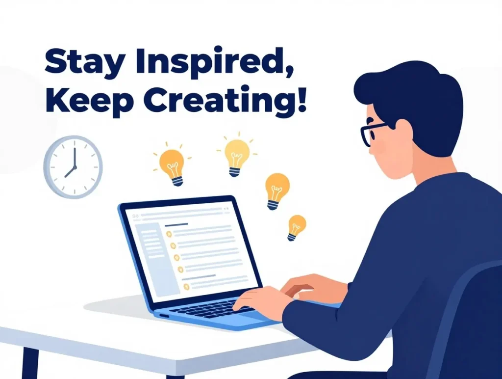 Blogger working efficiently with structured workflow
