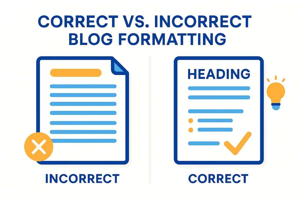 Common blog formatting mistakes visual comparison