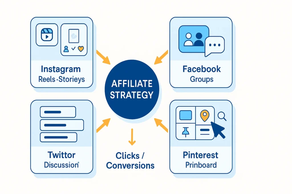 Platform-wise strategies for social media affiliate marketing across Instagram, Facebook, X, and Pinterest