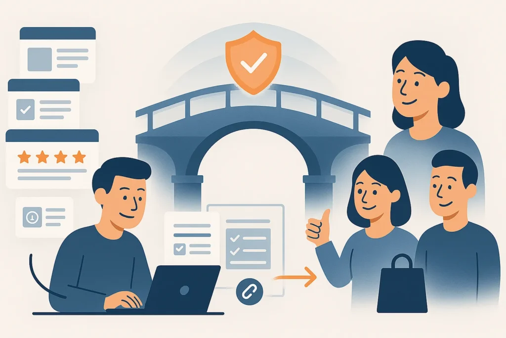 Illustration showing how trust, transparency, and honesty support successful affiliate marketing