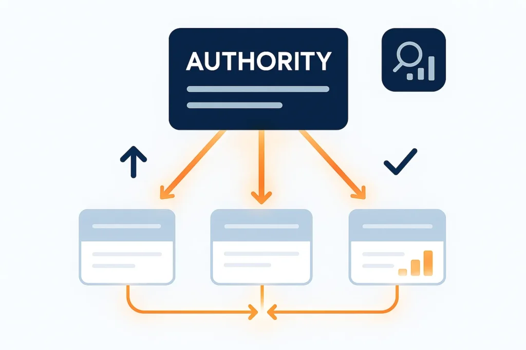 Internal linking passing link equity from strong pages to boost website rankings