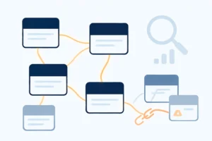 Internal linking visual showing connected website pages improving crawlability and search rankings